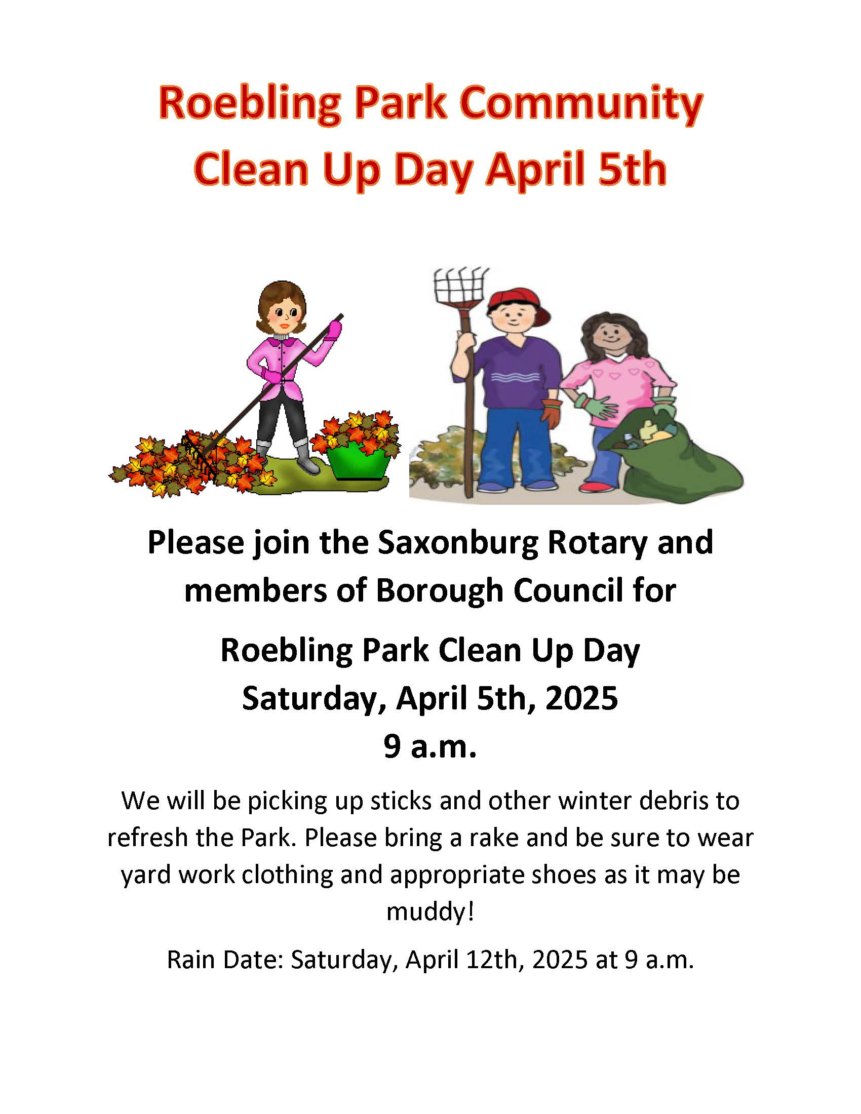 Roebling Park Clean Up 2025 flyer